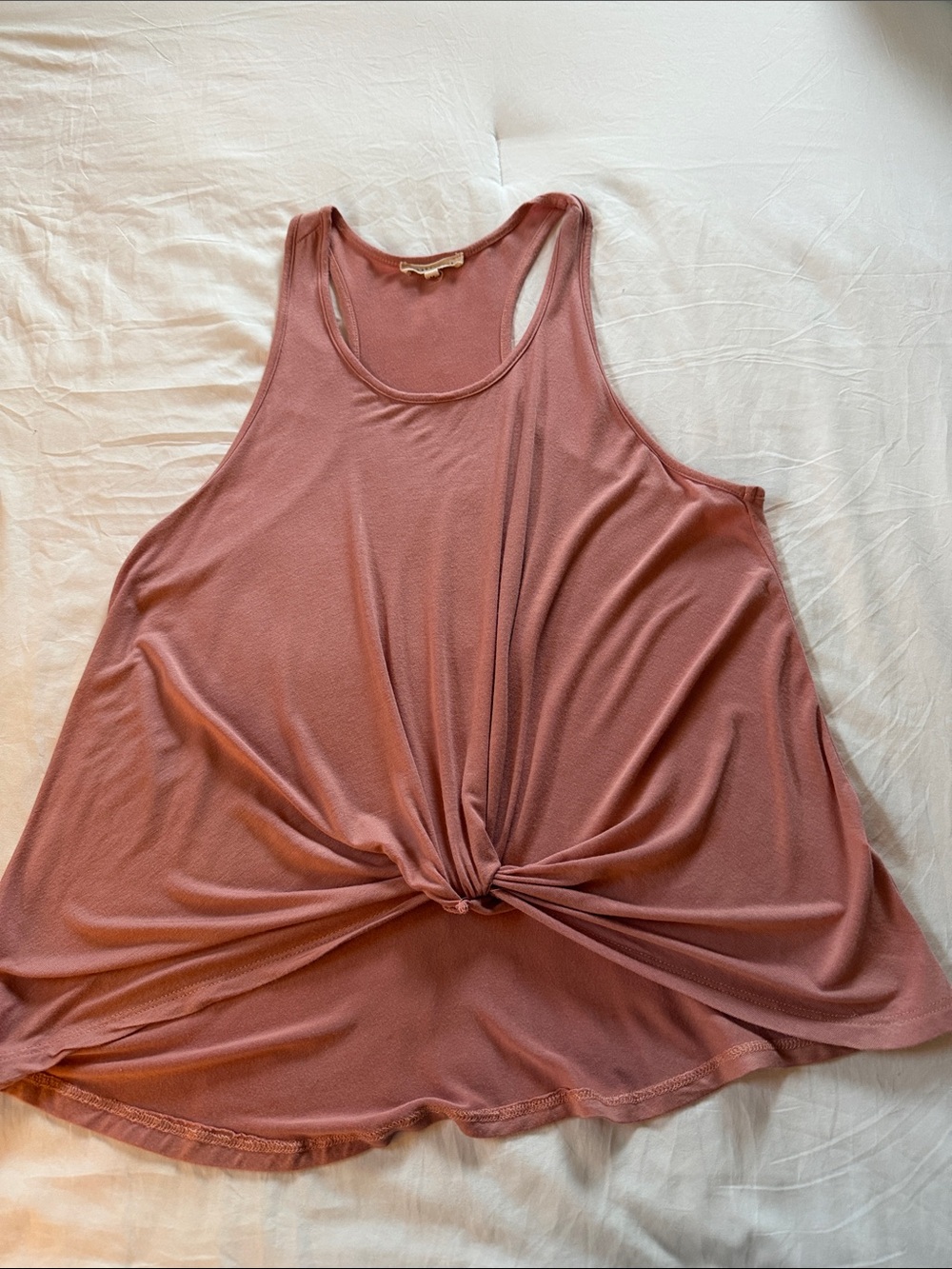 Women’s Knot-Front Racer Back Tank Top — Dusty Rose Med